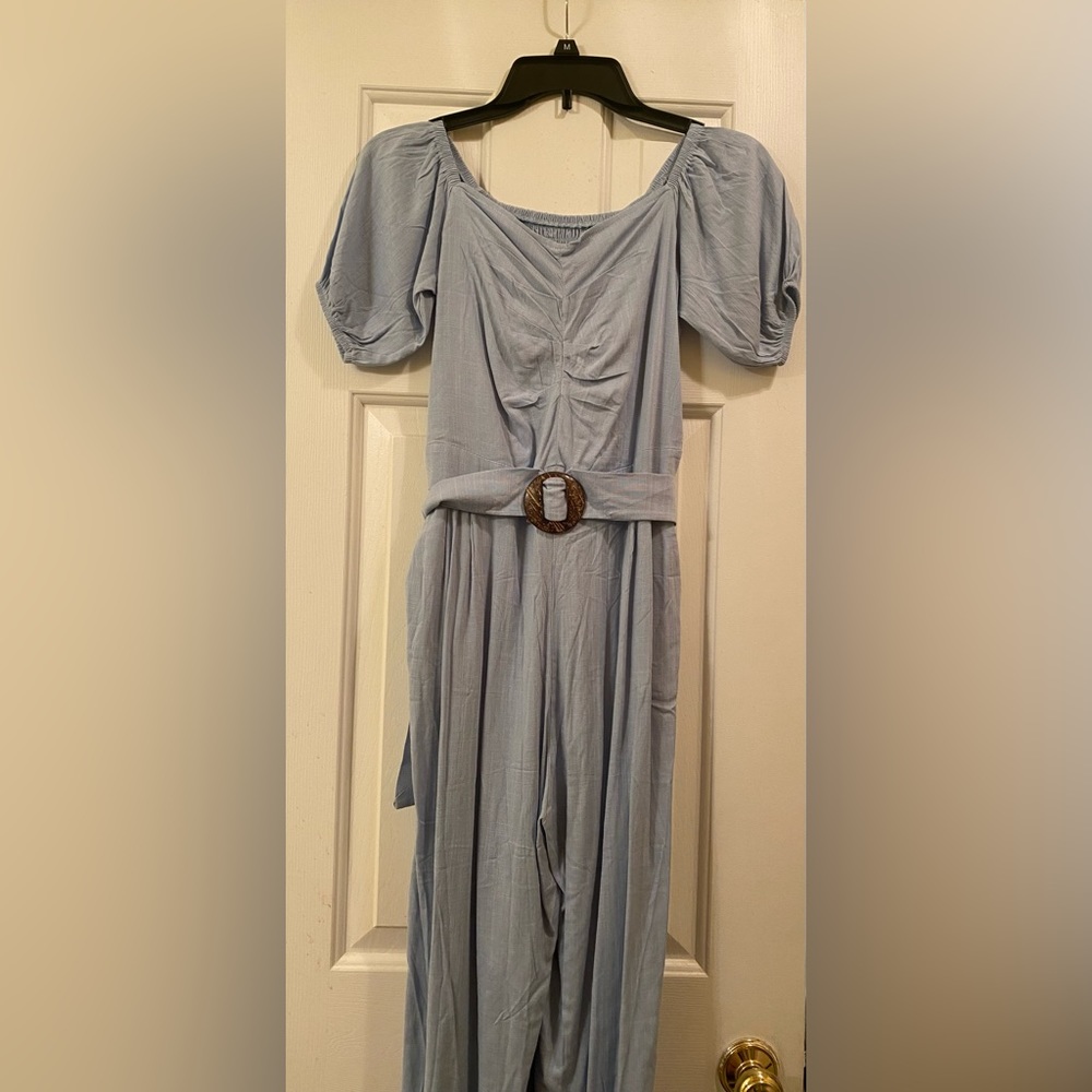 Light blue wide-Leg Jumpsuit